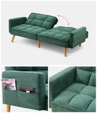 NNEED Sofa Bed Velvet 3-Seater Green