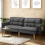 NNEED Sofa Bed Convertible Velvet 3-Seater Grey