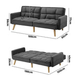 NNEED Sofa Bed Convertible Velvet 3-Seater Grey