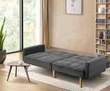 NNEED Sofa Bed Convertible Velvet 3-Seater Grey