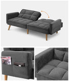 NNEED Sofa Bed Convertible Velvet 3-Seater Grey