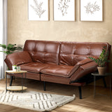 NNEED Sofa Bed Convertible Leather 3-Seater Brown