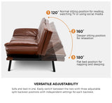 NNEED Sofa Bed Convertible Leather 3-Seater Brown