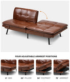 NNEED Sofa Bed Convertible Leather 3-Seater Brown