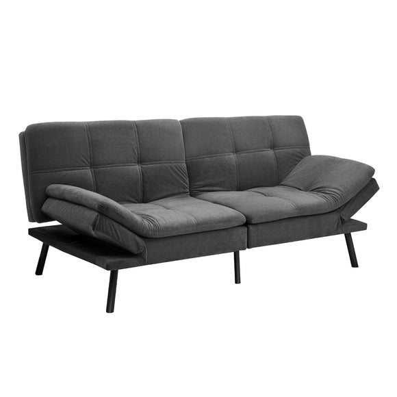NNEED Sofa Bed Convertible Polyester 3-Seater Grey