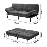NNEED Sofa Bed Convertible Polyester 3-Seater Grey