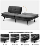 NNEED Sofa Bed Convertible Polyester 3-Seater Grey