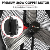 NNEMB 24' 610mm 260W Industrial Mobile Floor Drum Fan, Tilting, Large, Commercial, Heavy-duty Frame, EESS Certified