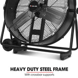 NNEMB 24' 610mm 260W Industrial Mobile Floor Drum Fan, Tilting, Large, Commercial, Heavy-duty Frame, EESS Certified