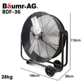 NNEMB 36' 914mm Industrial Mobile Floor Drum Fan, 290W Brushless Motor, Tilting, Large, Commercial, Heavy-duty Frame, EESS Certified
