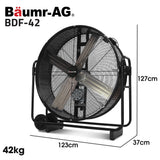 NNEMB 42' 1067mm 660W Industrial Mobile Floor Drum Fan, Belt Drive, Tilting, Large, Commercial,  Heavy-duty Frame, EESS Certified