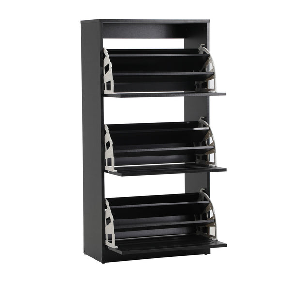 NNEED Shoe Storage Cabinet 3 Doors 45 Pairs Black