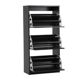 NNEED Shoe Storage Cabinet 3 Doors 45 Pairs Black