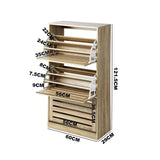 NNEED Shoe Storage Cabinet 3 Compartments with Rows Wooden