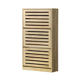 NNEED Shoe Storage Cabinet 3 Compartments with Rows Wooden
