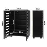 NNEED Shoe Cabinet Slatted Doors 3 Adjustable Shelves Black