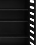 NNEED Shoe Cabinet Slatted Doors 3 Adjustable Shelves Black
