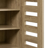 NNEED Shoe Cabinet Slatted Doors 3 Adjustable Shelves Wooden