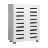 NNEED Shoe Cabinet Slatted Doors 3 Adjustable Shelves White