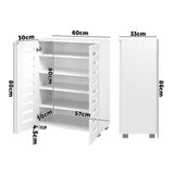 NNEED Shoe Cabinet Slatted Doors 3 Adjustable Shelves White