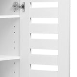 NNEED Shoe Cabinet Slatted Doors 3 Adjustable Shelves White