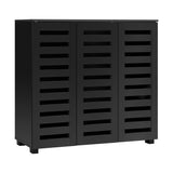 NNEED Shoe Storage Cabinet Slatted Doors Adjustable Shelves Black