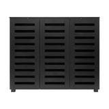 NNEED Shoe Storage Cabinet Slatted Doors Adjustable Shelves Black