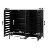 NNEED Shoe Storage Cabinet Slatted Doors Adjustable Shelves Black