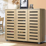NNEED Shoe Storage Cabinet Slatted Doors Adjustable Shelves Wooden