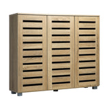 NNEED Shoe Storage Cabinet Slatted Doors Adjustable Shelves Wooden