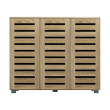NNEED Shoe Storage Cabinet Slatted Doors Adjustable Shelves Wooden