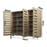 NNEED Shoe Storage Cabinet Slatted Doors Adjustable Shelves Wooden
