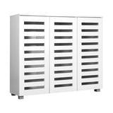 NNEED Shoe Storage Cabinet Slatted Doors Adjustable Shelves White