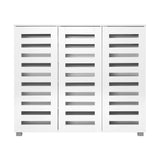 NNEED Shoe Storage Cabinet Slatted Doors Adjustable Shelves White