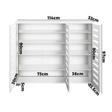 NNEED Shoe Storage Cabinet Slatted Doors Adjustable Shelves White
