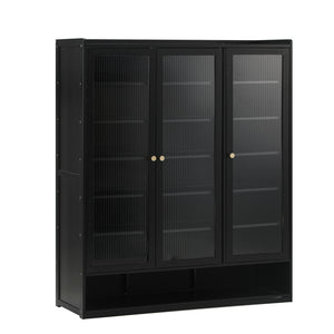 NNEED Shoe Cabinet 3 Doors Shelf Black