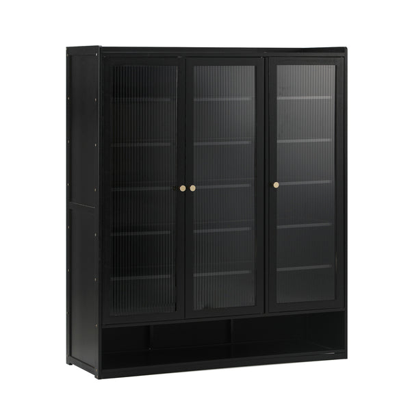 NNEED Shoe Cabinet 3 Doors Shelf Black