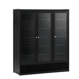 NNEED Shoe Cabinet 3 Doors Shelf Black