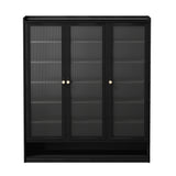 NNEED Shoe Cabinet 3 Doors Shelf Black