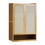 NNEED Shoe Storage Cabinet 2 Doors Rattan Brown