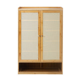 NNEED Shoe Storage Cabinet 2 Doors Rattan Brown