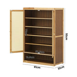 NNEED Shoe Storage Cabinet 2 Doors Rattan Brown