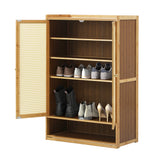 NNEED Shoe Storage Cabinet 2 Doors Rattan Brown