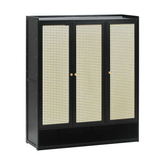 NNEED Shoe Storage Cabinet 3 Doors Rattan Style
