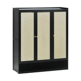 NNEED Shoe Storage Cabinet 3 Doors Rattan Style