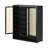 NNEED Shoe Storage Cabinet 3 Doors Rattan Style