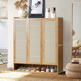 NNEED Shoe Cabinet with 3 Rattan Doors 6 Shelves