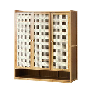 NNEED Shoe Cabinet with 3 Rattan Doors 6 Shelves