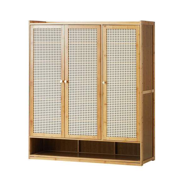 NNEED Shoe Cabinet with 3 Rattan Doors 6 Shelves
