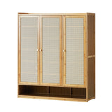 NNEED Shoe Cabinet with 3 Rattan Doors 6 Shelves